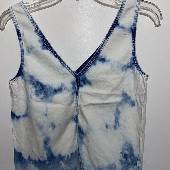 True Religion Women's Bleached Indigo Raw Edge Tie Dye V-Neck Tank Top Size XS - Picture 4 of 8